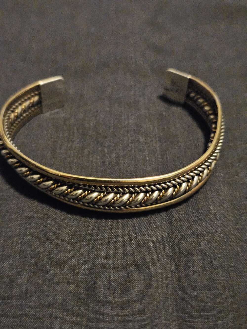 Vtg Native American Navajo Cuff Bracelet 12K gold-filled Twisted Wire Signed LL